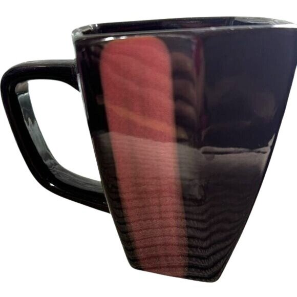 Set Of 2 Home Essentials & Beyond Piazza Square Ceramic Mugs 3.5" Tall Black & R - Picture 2 of 6